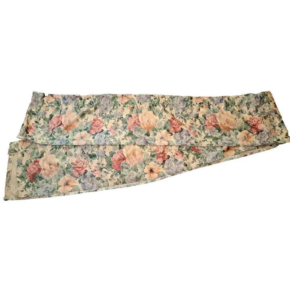 Extra Long Valance Peach Damask Roses Purple Pink Cottage Country Boho 228x12